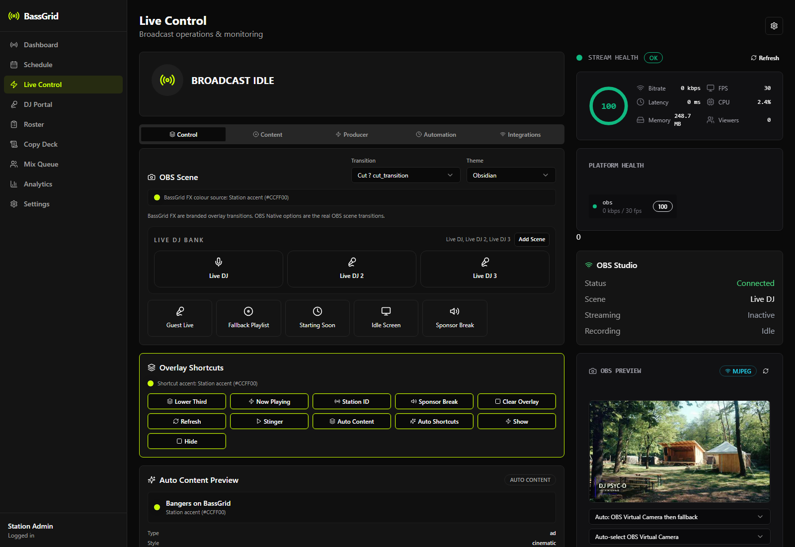 BassGrid live control screenshot
