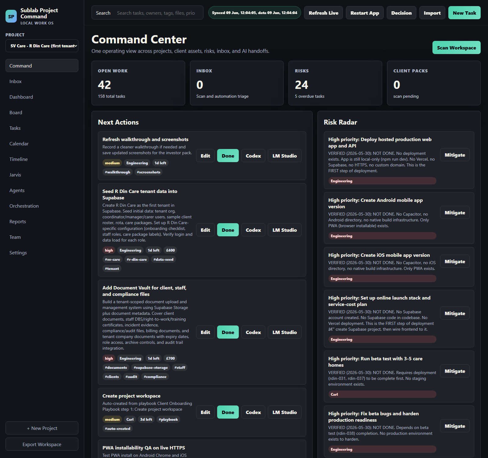 Sublab Project Command command view screenshot