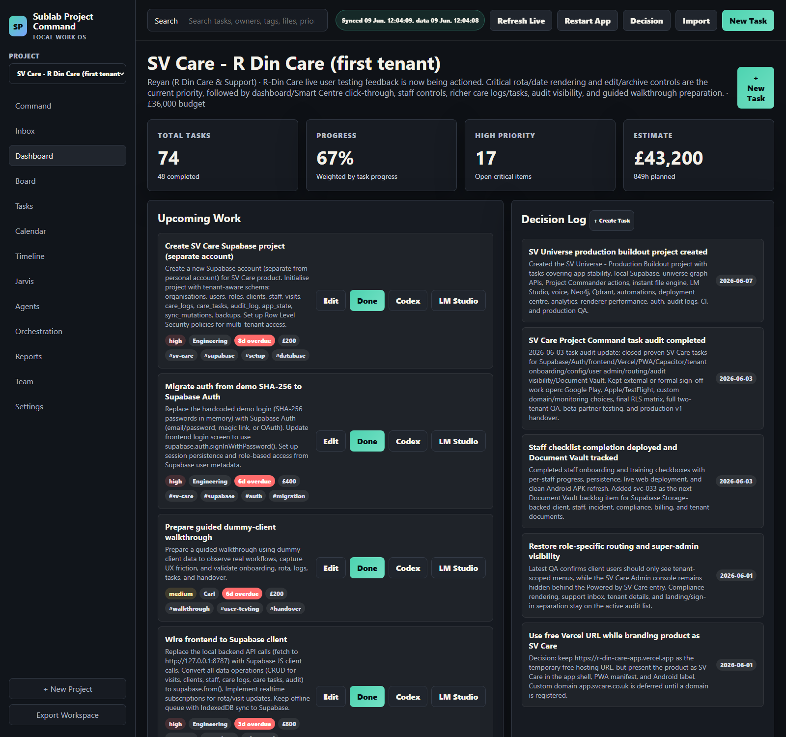 Portfolio dashboard screenshot