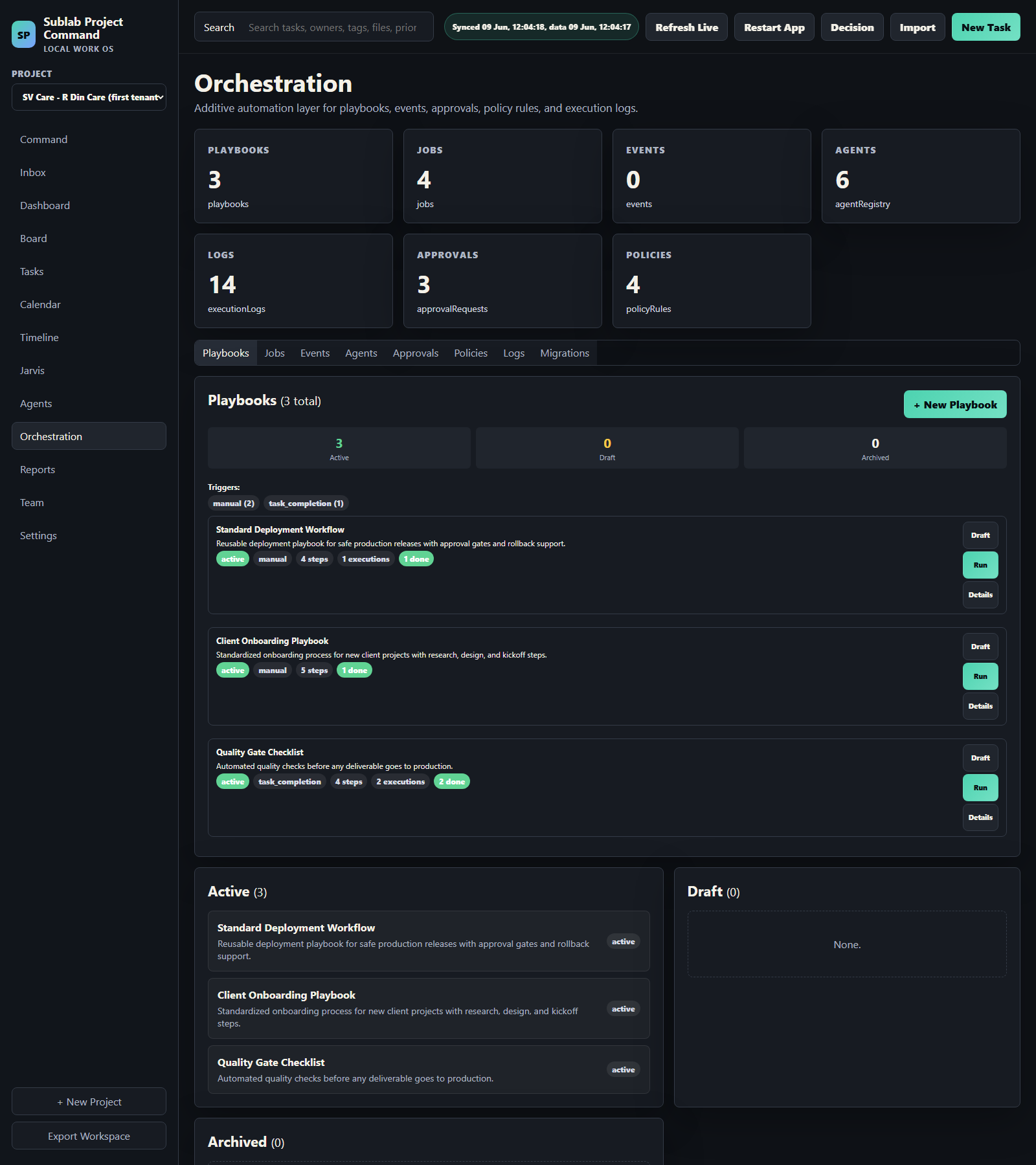 Orchestration layer screenshot