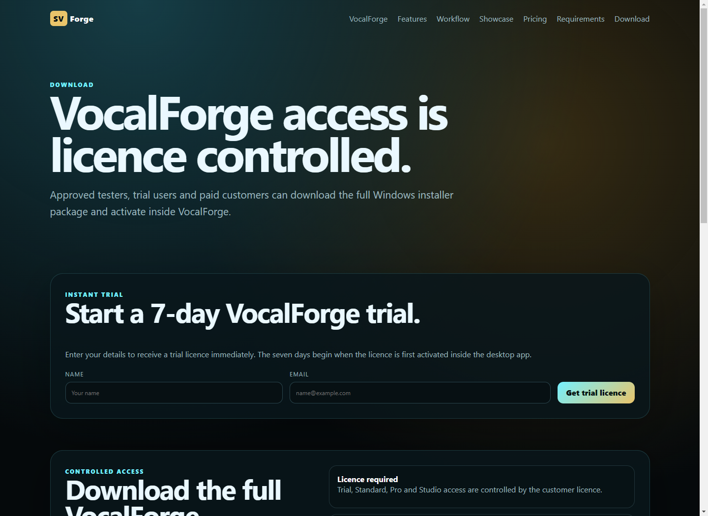 Download access screenshot
