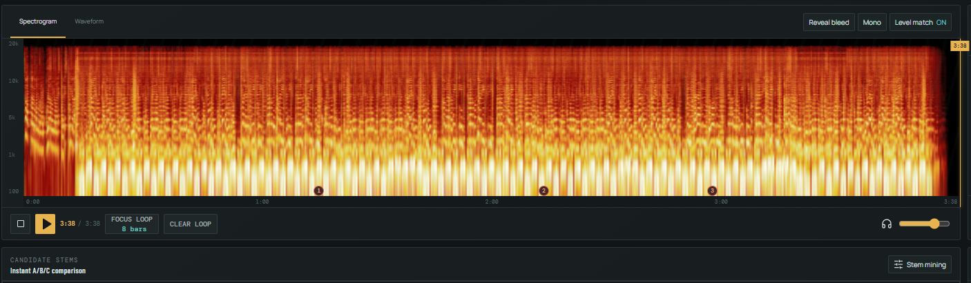 VocalForge spectrogram workspace screenshot